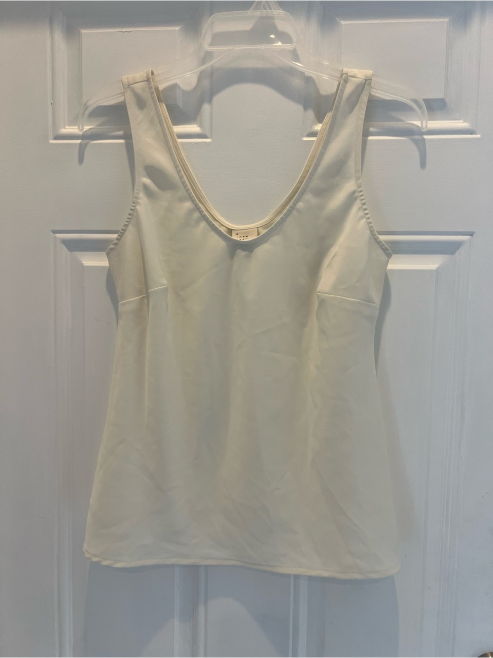 A New Day Tank Top Women's Size S Ivory Scoop Neck Casual Sleeveless # 890